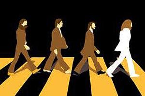 The Beatles walking
