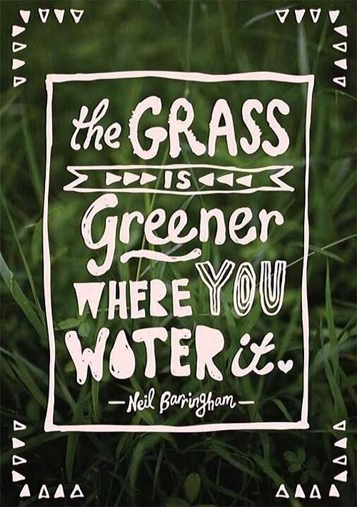 Inspiration Typography Picture Quote Grass is greener