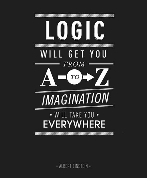 Inspiration Logic Typography Picture Quote by Einstein