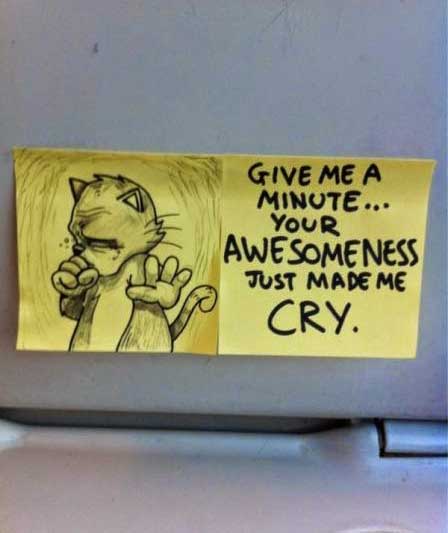 Peppy the Cat Awesomeness Motivational Post It Note
