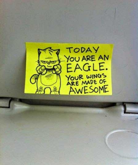 Peppy the Cat Eagle Motivational Post It Note