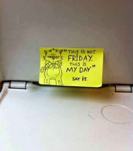 Peppy the Cat Friday Awesome Inspirational Motivational Post It Note