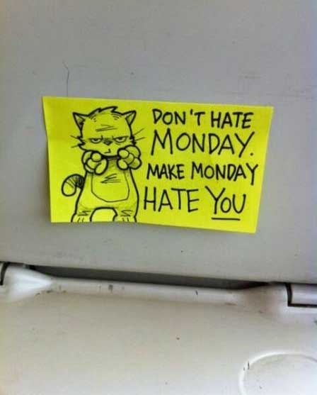 Peppy the Cat Monday Inspirational Motivational Post It Note