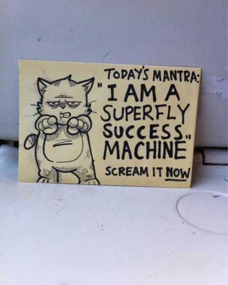Peppy the Cat Success Motivational Post It Note