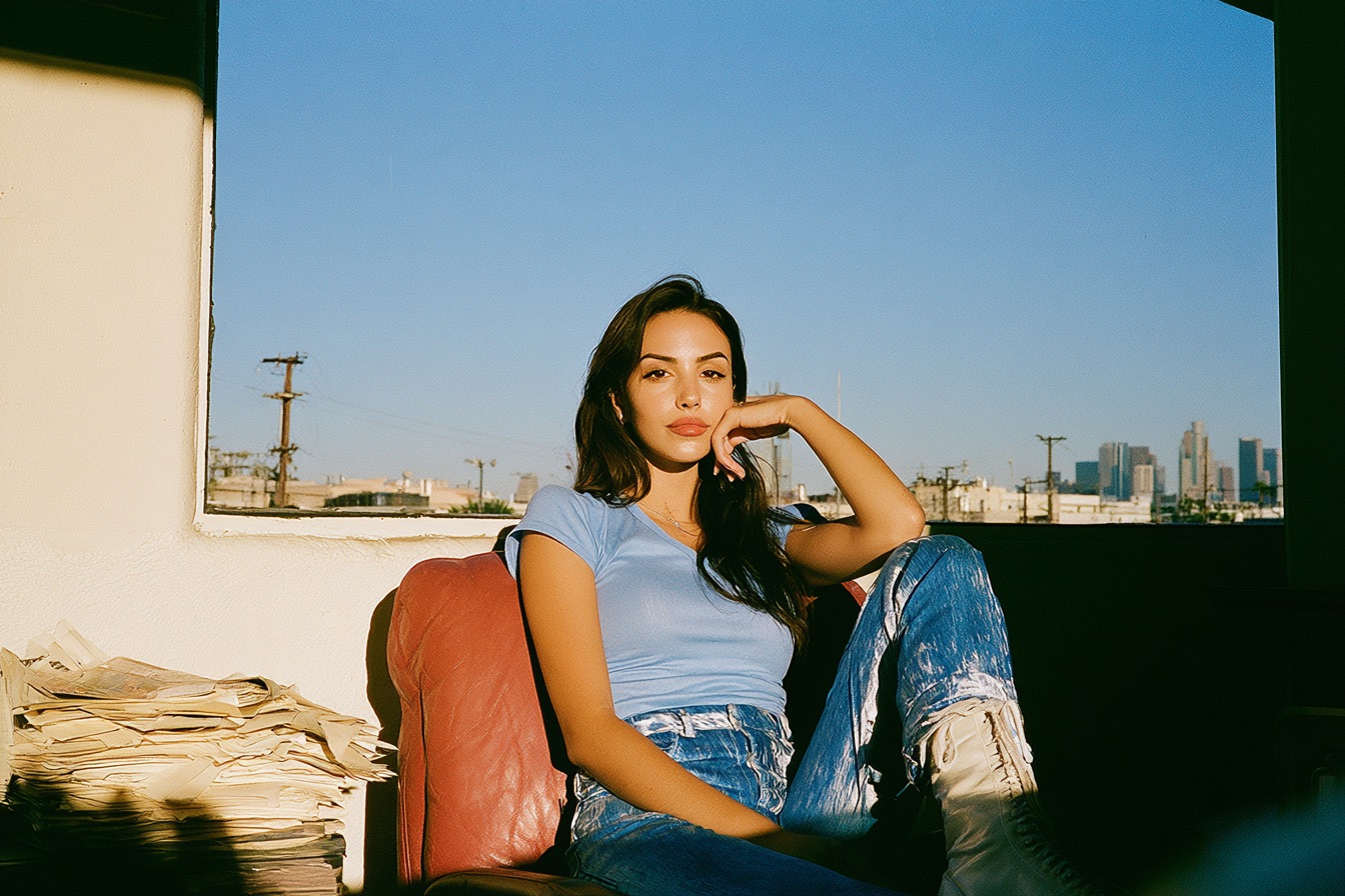 A creative female entrepreneur in her chair reflecting on her life