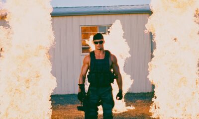 Cinematic motivational man in greatness photograph of a fit and courageous male leader in action