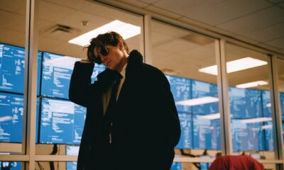 Man working late at night and he is burned out from work