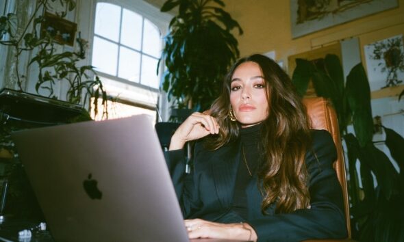 A female entrepreneur working from her home
