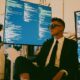 A stylish 28 year old male entrepreneur surrounded by AI where the whole image represents The AI revolution