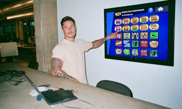 Man in the office breakingdown a video game strategy